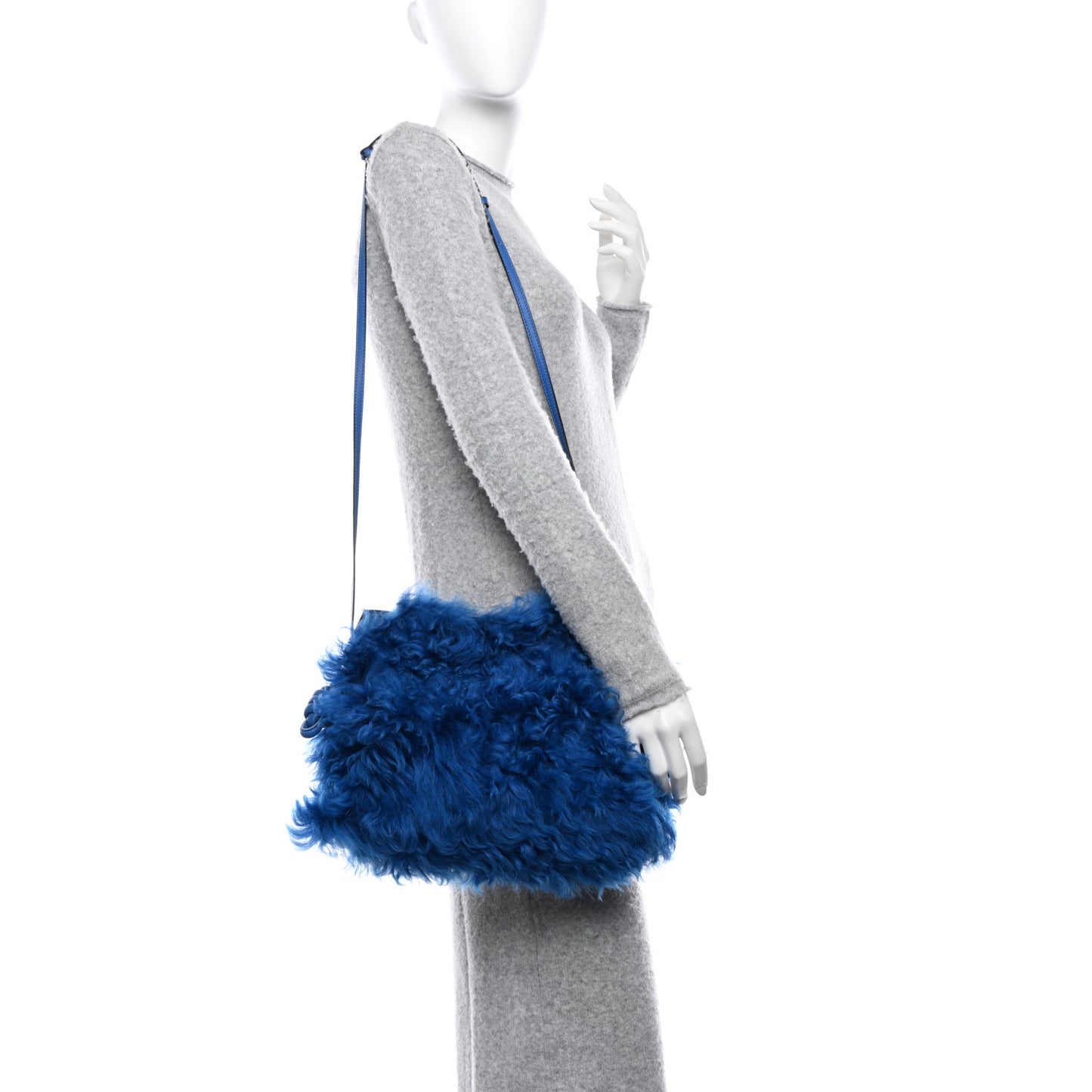 Nappa Shearling Flamenco Knot Clutch Blue