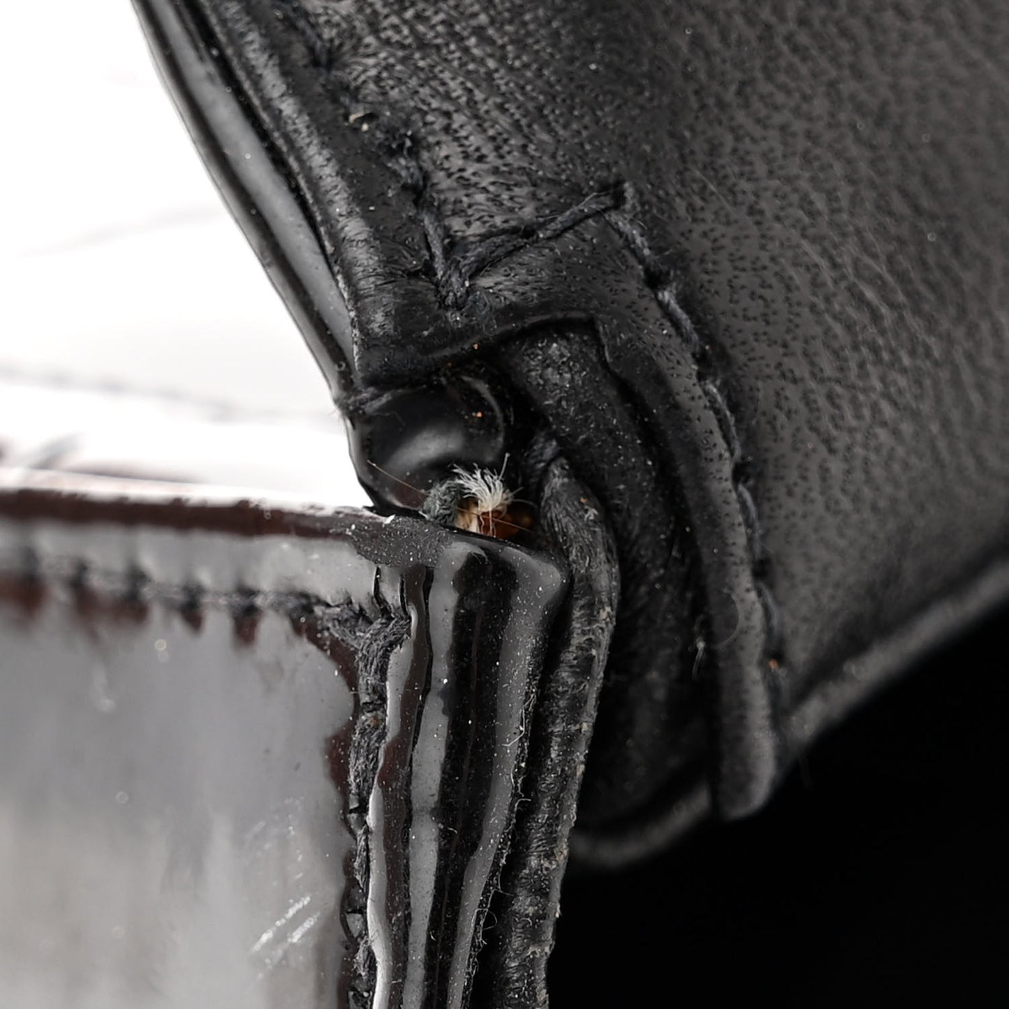 Patent Quilted East West Chocolate Bar Flap Black