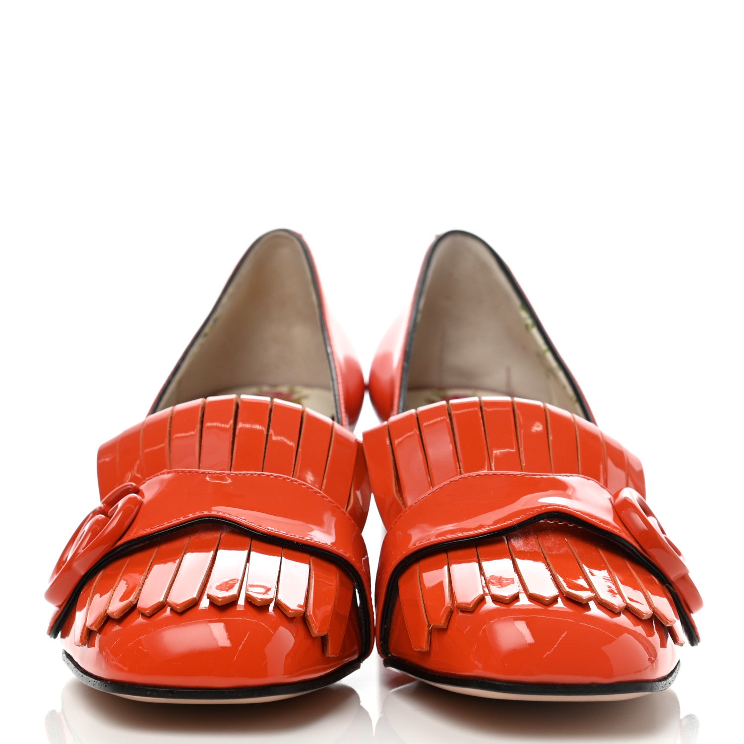 Gucci Vernice GG Marmont Fringe 50mm Loafer Pumps 36.5 Deep Orange 2 of 8