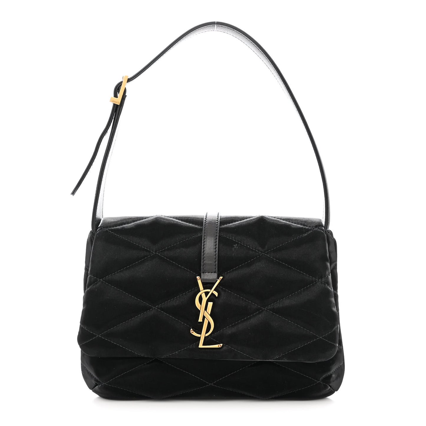 Satin Quilted Le 57 Diamond Shoulder Bag Black