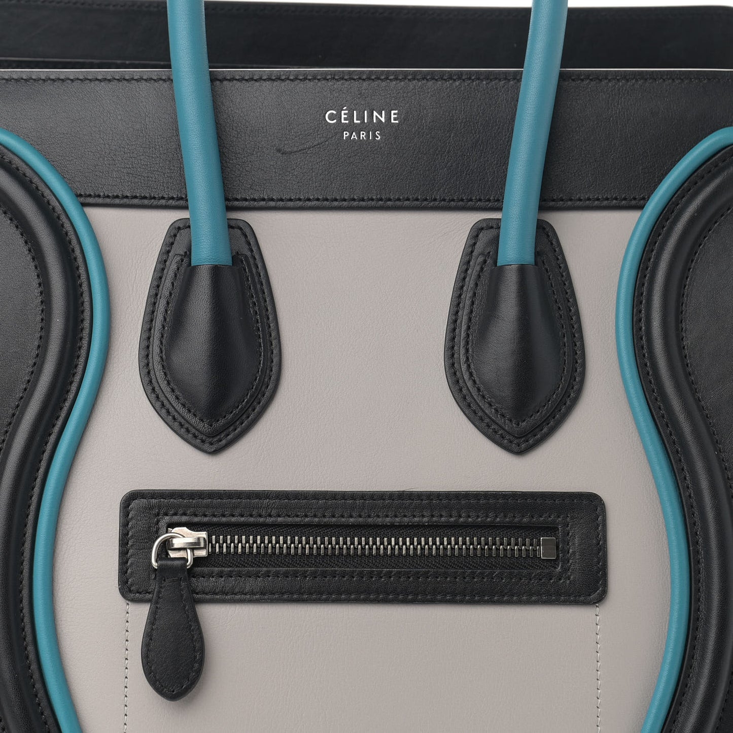 Smooth Calfskin Micro Tri-Color Luggage Turquoise