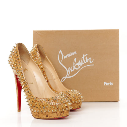 Christian Louboutin Cork Alti Spikes 160 Pumps 40 Natural Gold 11 of 11