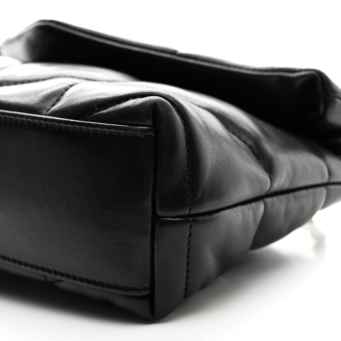 Lambskin Quilted Toy Loulou Puffer Monogram Chain Satchel Black