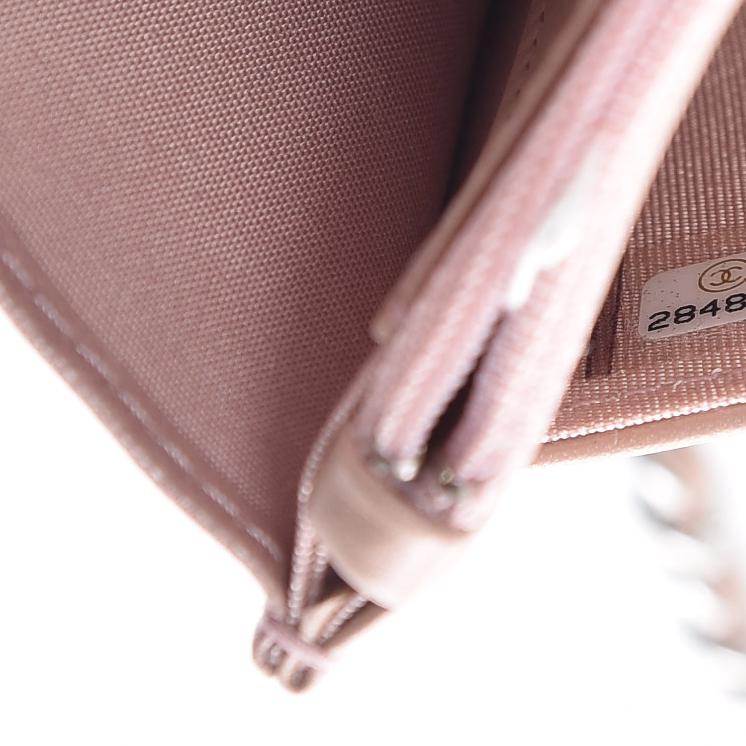 Chanel Goatskin Camellia Embossed Wallet On Chain WOC Light Pink 10 of 11