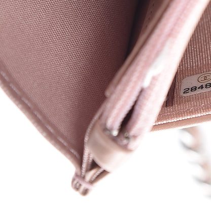 Chanel Goatskin Camellia Embossed Wallet On Chain WOC Light Pink 10 of 11