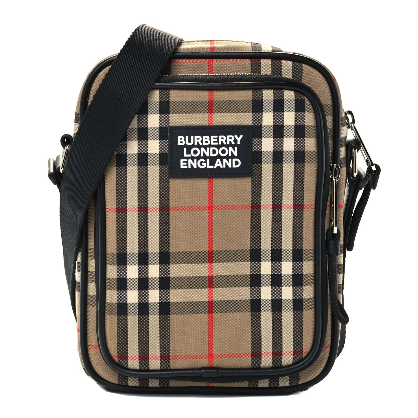 Canvas Calfskin Vintage Check Freddie Crossbody Bag Archive Beige