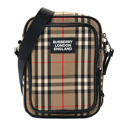 Burberry Canvas Calfskin Vintage Check Freddie Crossbody Bag Archive Beige 1 of 10