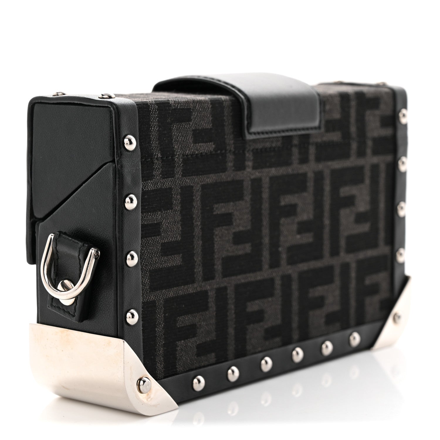 Fendi Recycled Fabric Jacquard Vitello Astro FF 1974 Mini Baguette Trunk Asfalto Black 3 of 7
