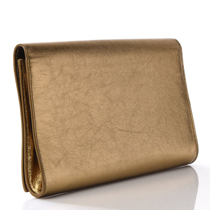 Saint Laurent Metallic Calfskin Monogram Large Belle De Jour Clutch Gold 2 of 12