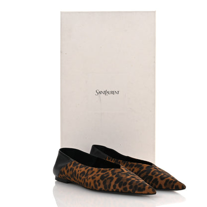 Saint Laurent Grosgrain Lambskin Leopard Print Nour Flat Slippers 38 Manto Naturale Black 11 of 11