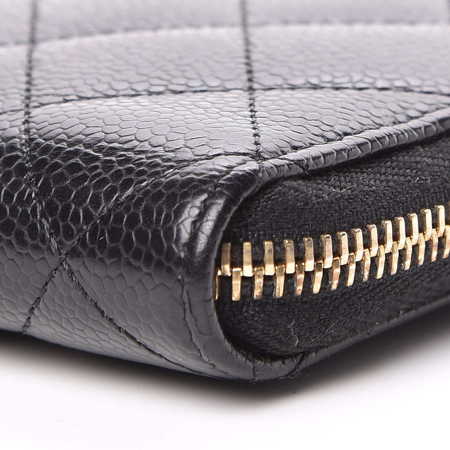 Caviar Quilted Large Zip Around Organizer Wallet Black
