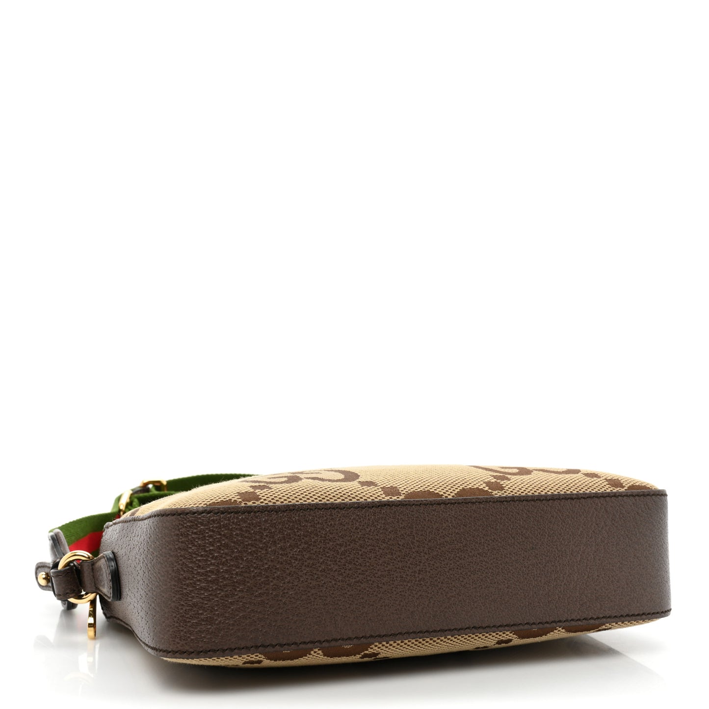 Monogram Jumbo GG Textured Dollar Calfskin Web Messenger Shoulder Bag Camel Ebony New Acero