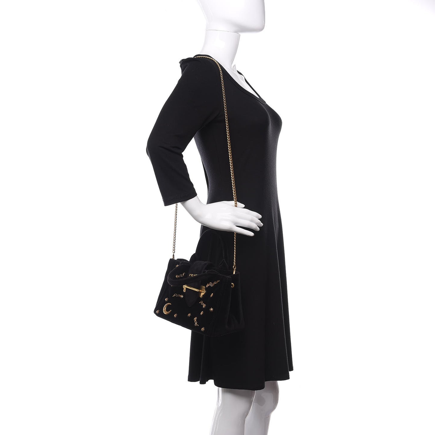 Velvet Astrology Crossbody Tote Bag Black
