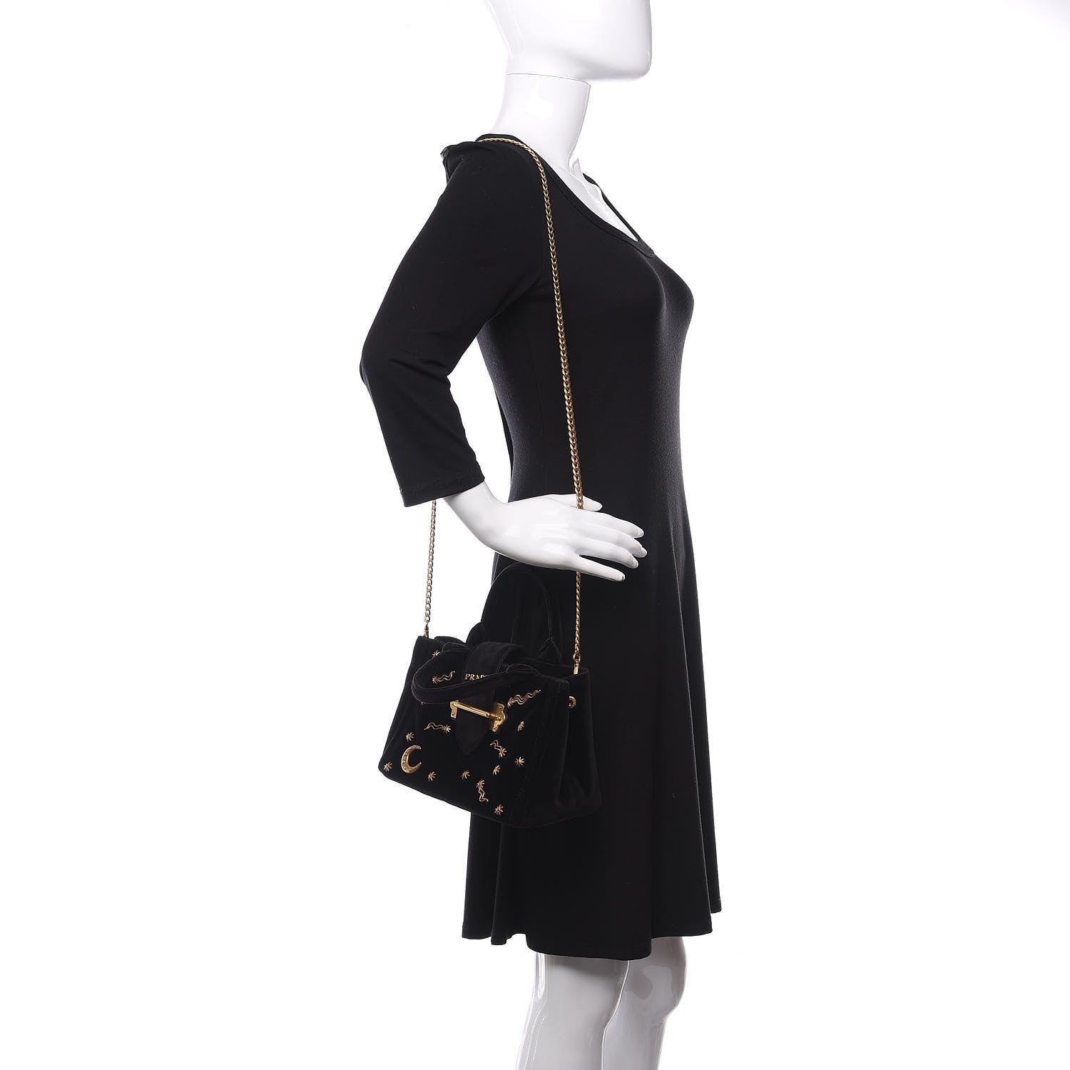 Prada Velvet Astrology Crossbody Tote Bag Black 2 of 10