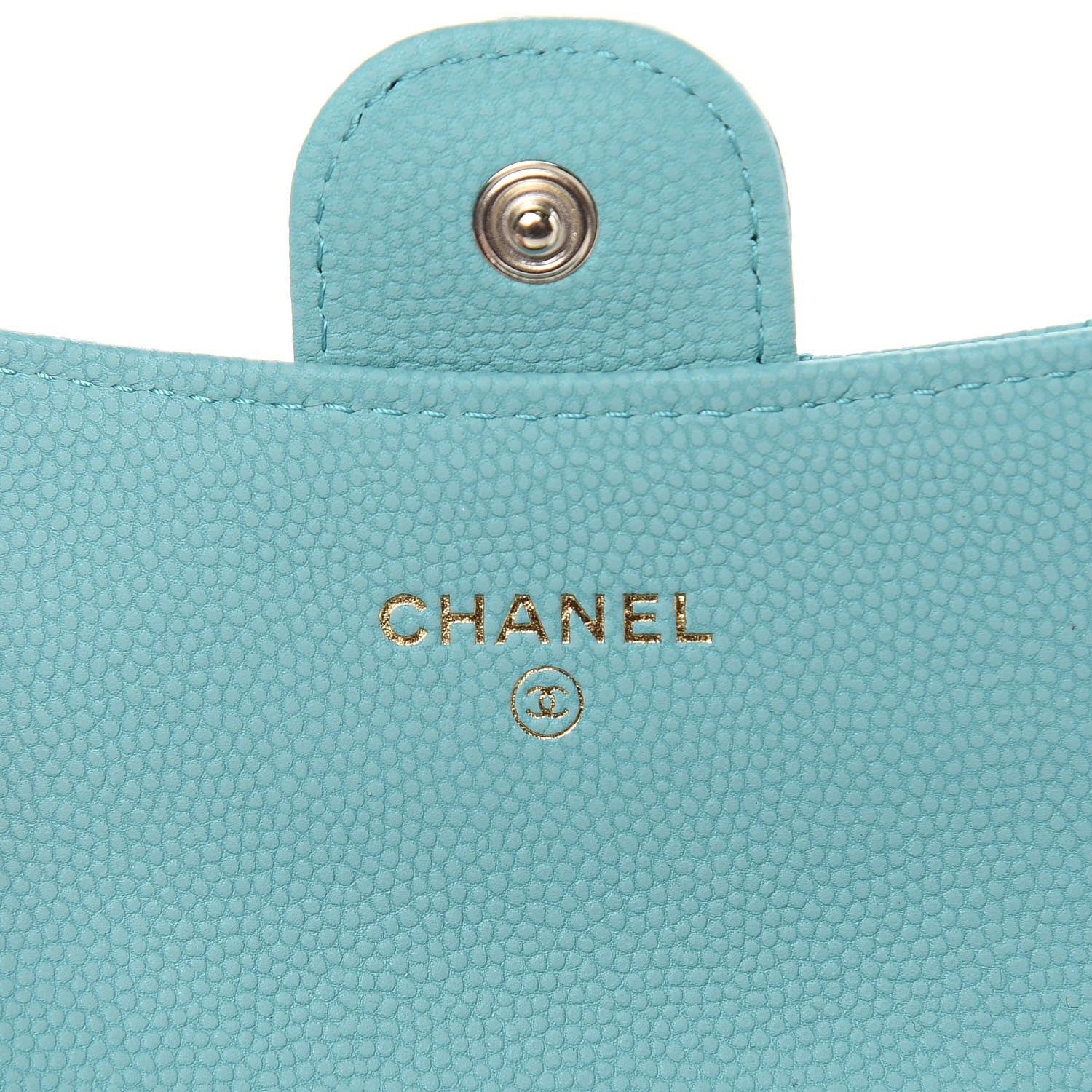 Chanel Caviar Chevron Quilted Card Holder Wallet Green 6 of 9