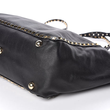 Valentino Garavani Vitello Medium Rockstud Tote Black 9 of 10