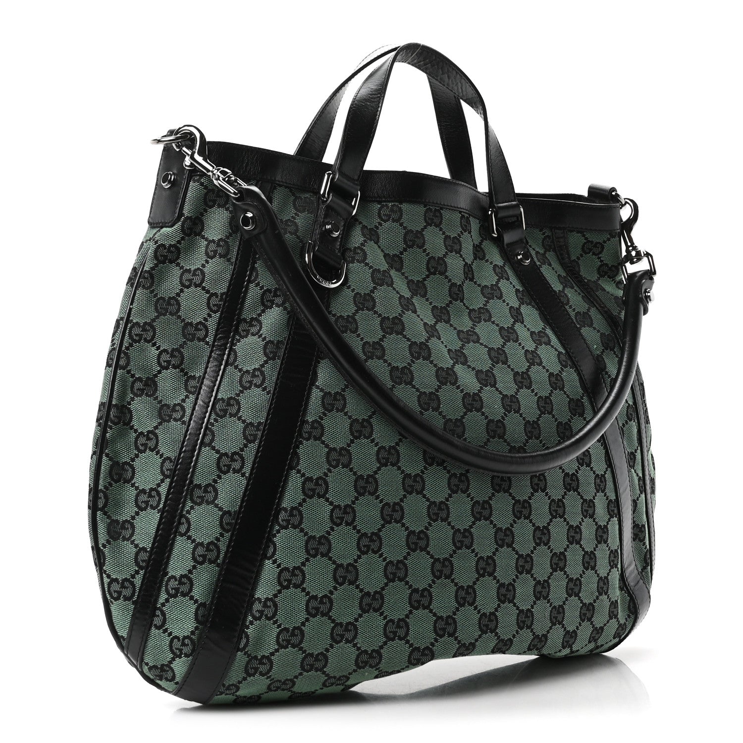 Gucci Monogram Medium Abbey Convertible Tote Green Black 3 of 10