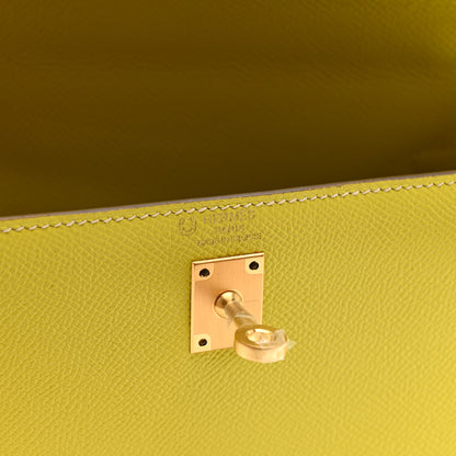 Hermes Epsom Bi-Color Horseshoe Sellier 25 Lime Craie 6 of 12