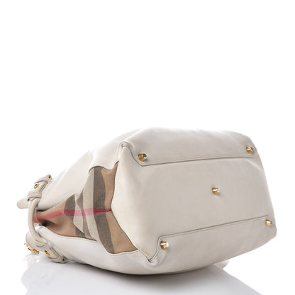 Burberry Smooth Calfskin Medium Banner Tote Off White 5 of 18