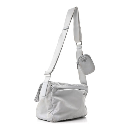 Prada Re-Nylon Vela Saffiano Pocket Double Buckle Messenger Shoulder Bag Fiordaliso 3 of 10