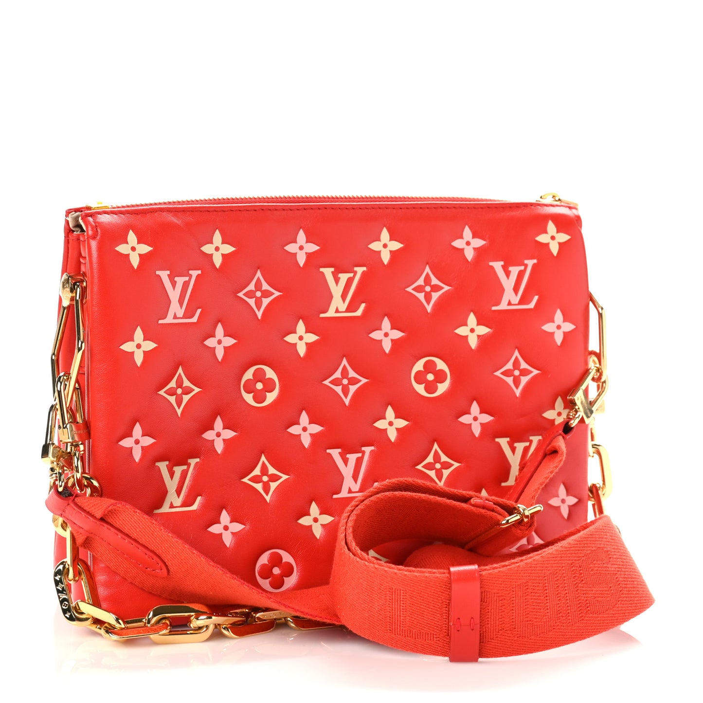 Lambskin Embossed Monogram Coussin PM Coquelicot Red