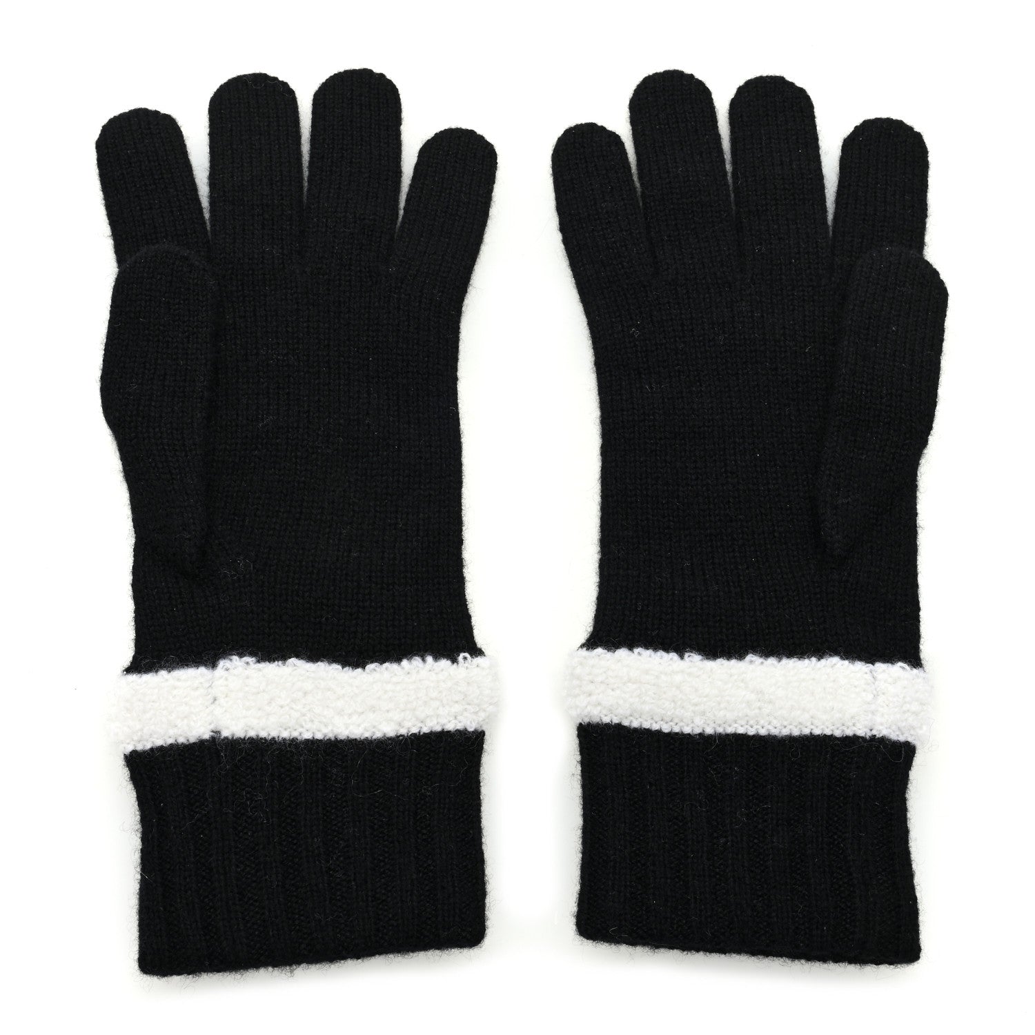 Chanel Cashmere CC Gloves Black White 2 of 3
