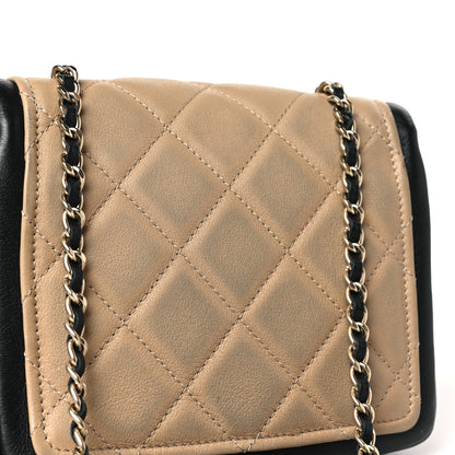Chanel Lambskin Quilted Graphic Mini Flap Bag Beige Black 10 of 11