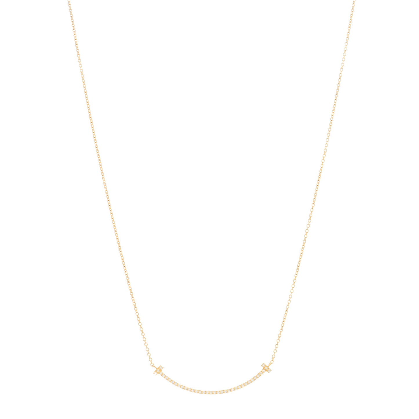18K Yellow Gold Diamond Small T Smile Pendant Necklace