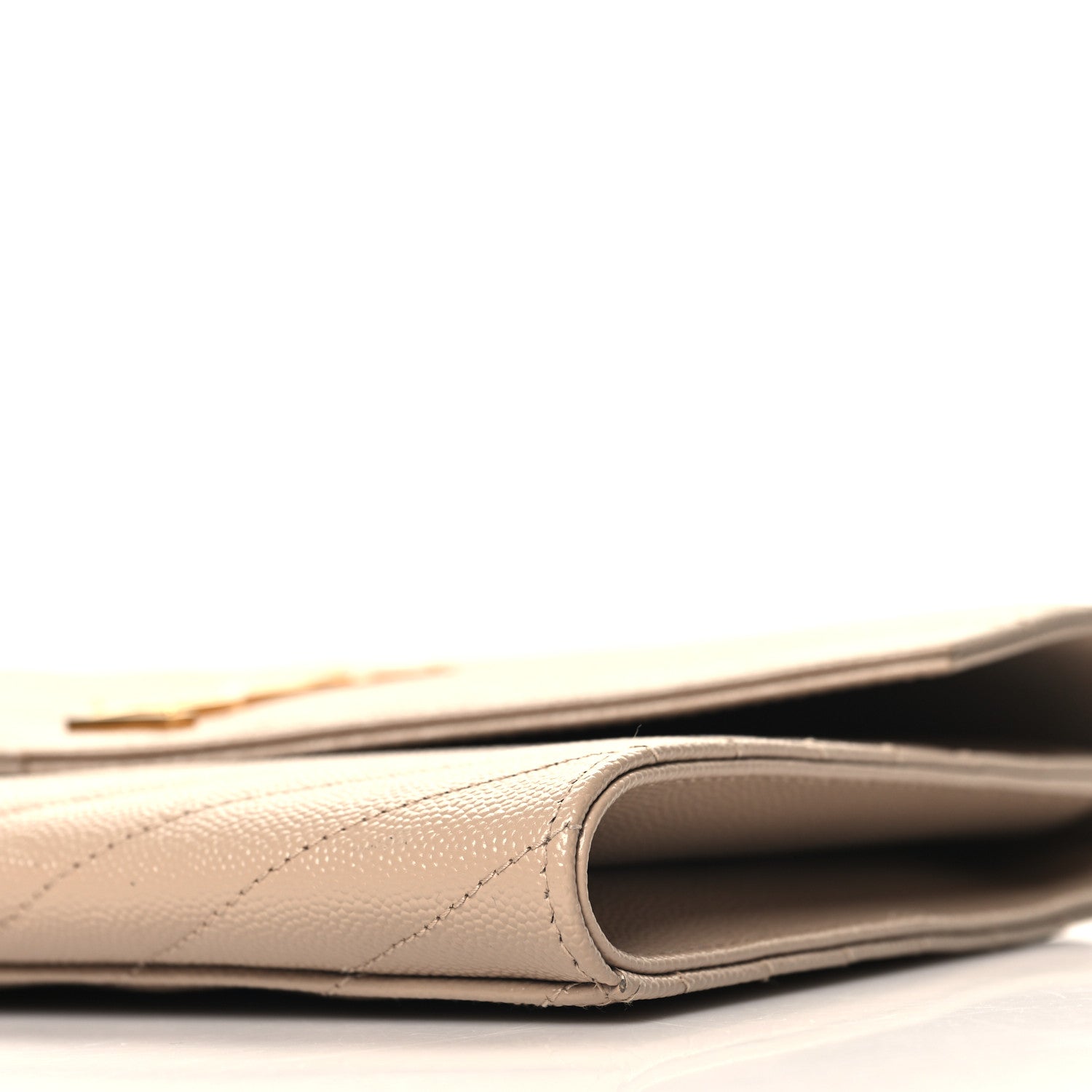 Saint Laurent Grain De Poudre Matelasse Chevron Monogram Cassandre Flap Pouch Dark Beige 9 of 11