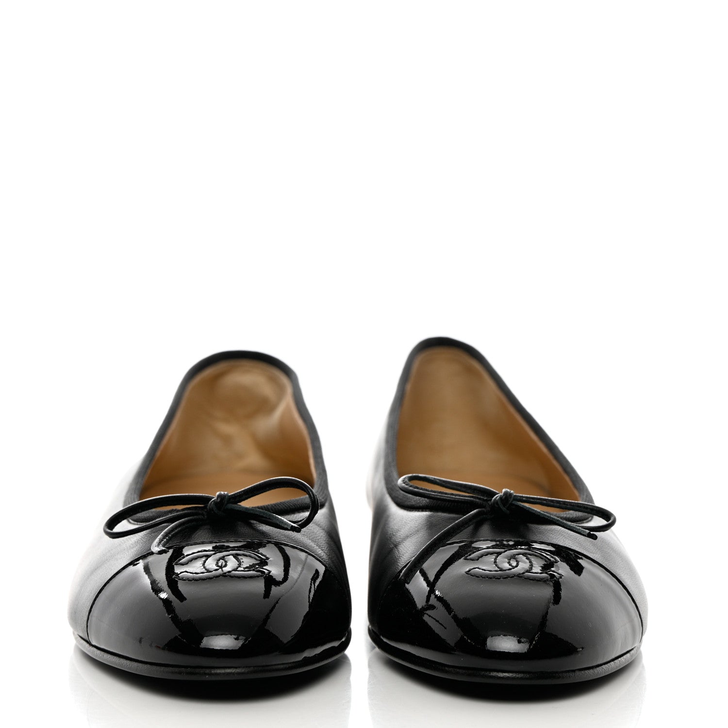 Chanel Lambskin Patent Cap Toe Ballerina Flats 41 Black 2 of 12