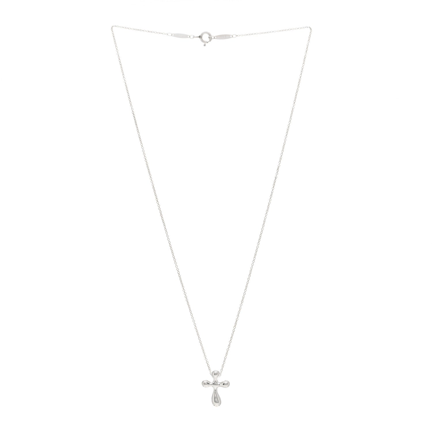 Tiffany Sterling Silver 16mm Elsa Peretti Cross Pendant Necklace 3 of 5