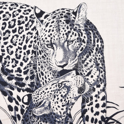 Hermes Cashmere Silk Jungle Love Tattoo Shawl 140 Natural Bleu Black 3 of 5