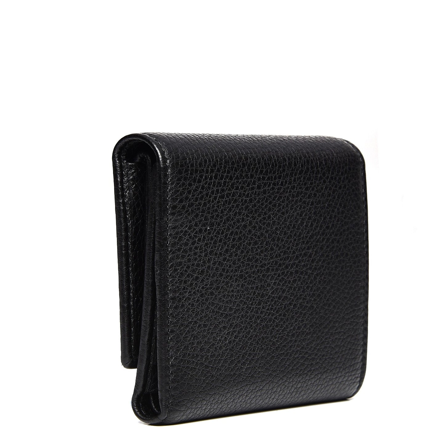 Pebbled Calfskin Soho Compact Flap Wallet Black