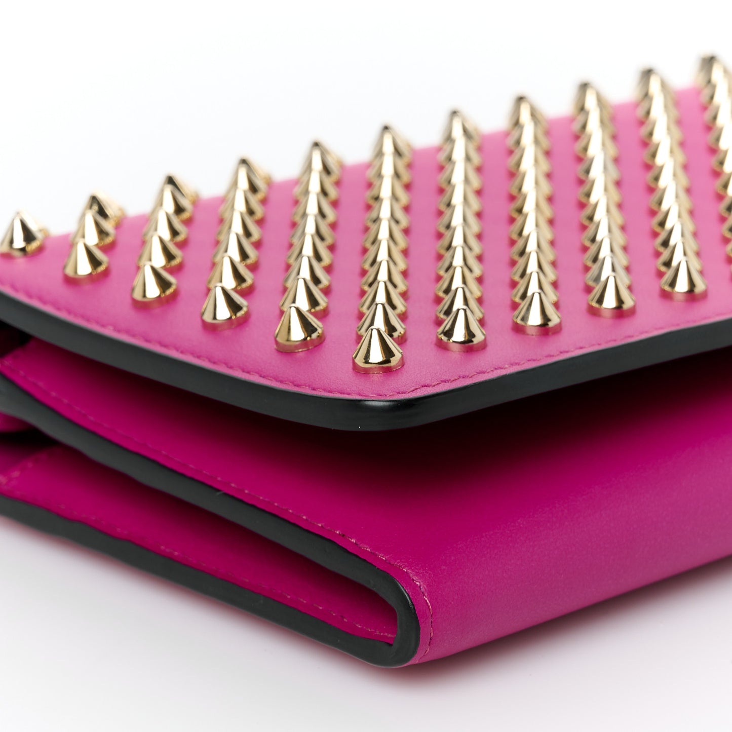 Calfskin Macaron Spiked Flap Wallet Indian Rose