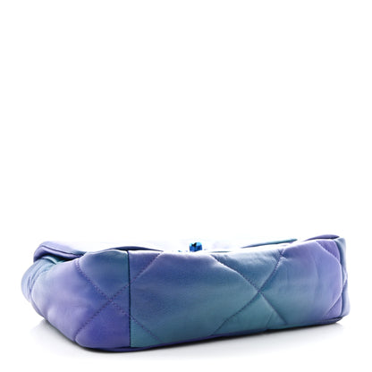 Chanel Tie Dye Calfskin Quilted Medium Chanel 19 Flap Blue Purple 3 of 10