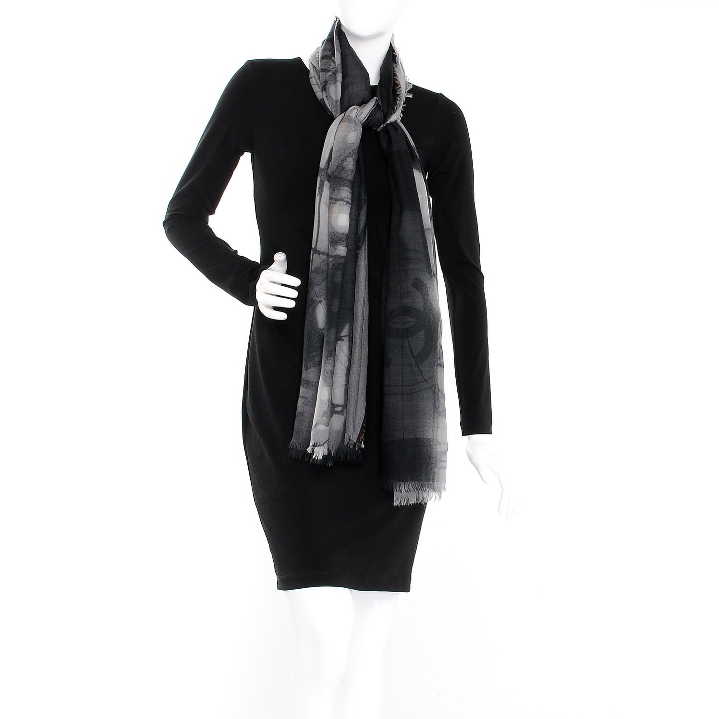 Cashmere CC Scarf Black White