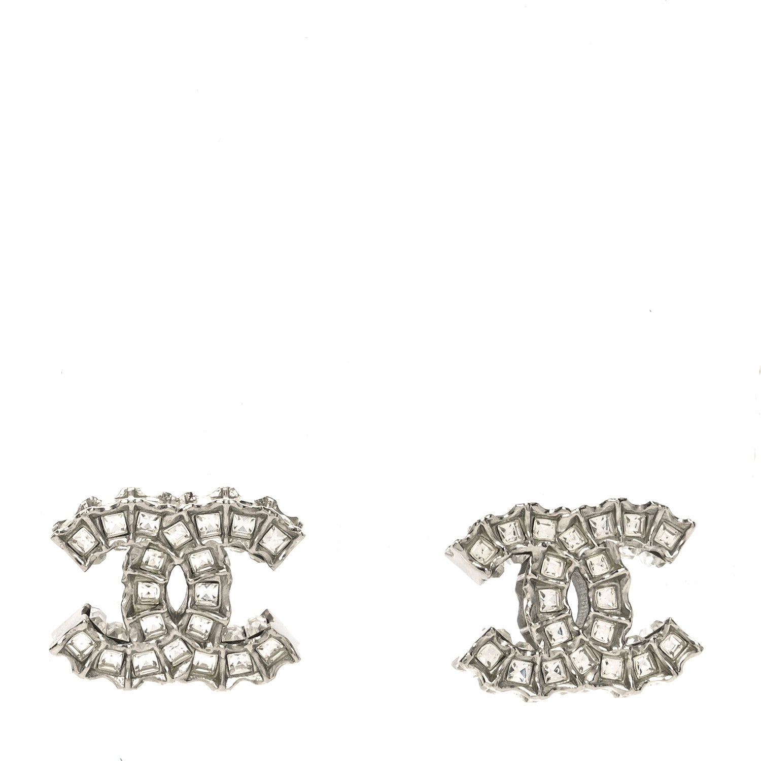Chanel Crystal CC Earrings Silver 1 of 4