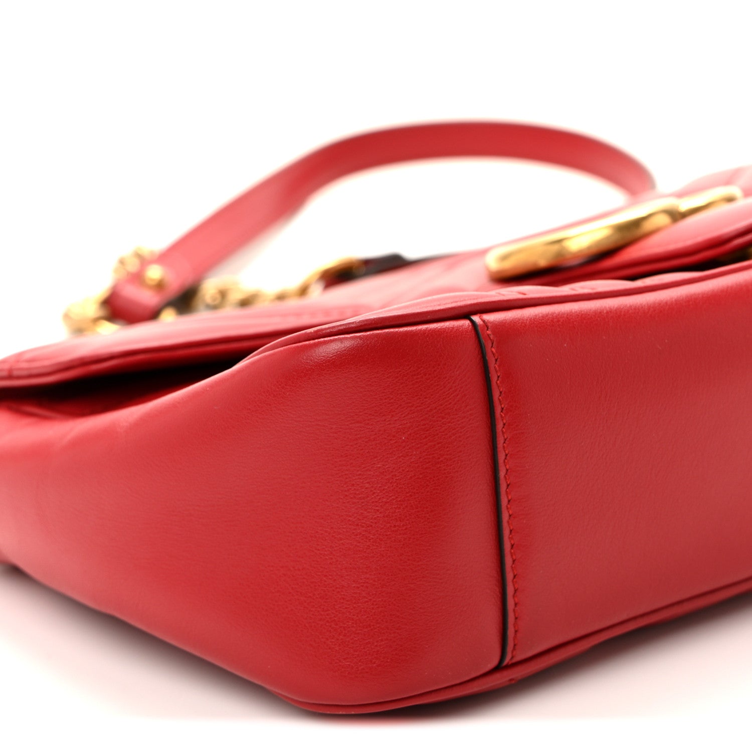 Gucci Calfskin Matelasse Small GG Marmont Shoulder Bag Hibiscus Red 9 of 12