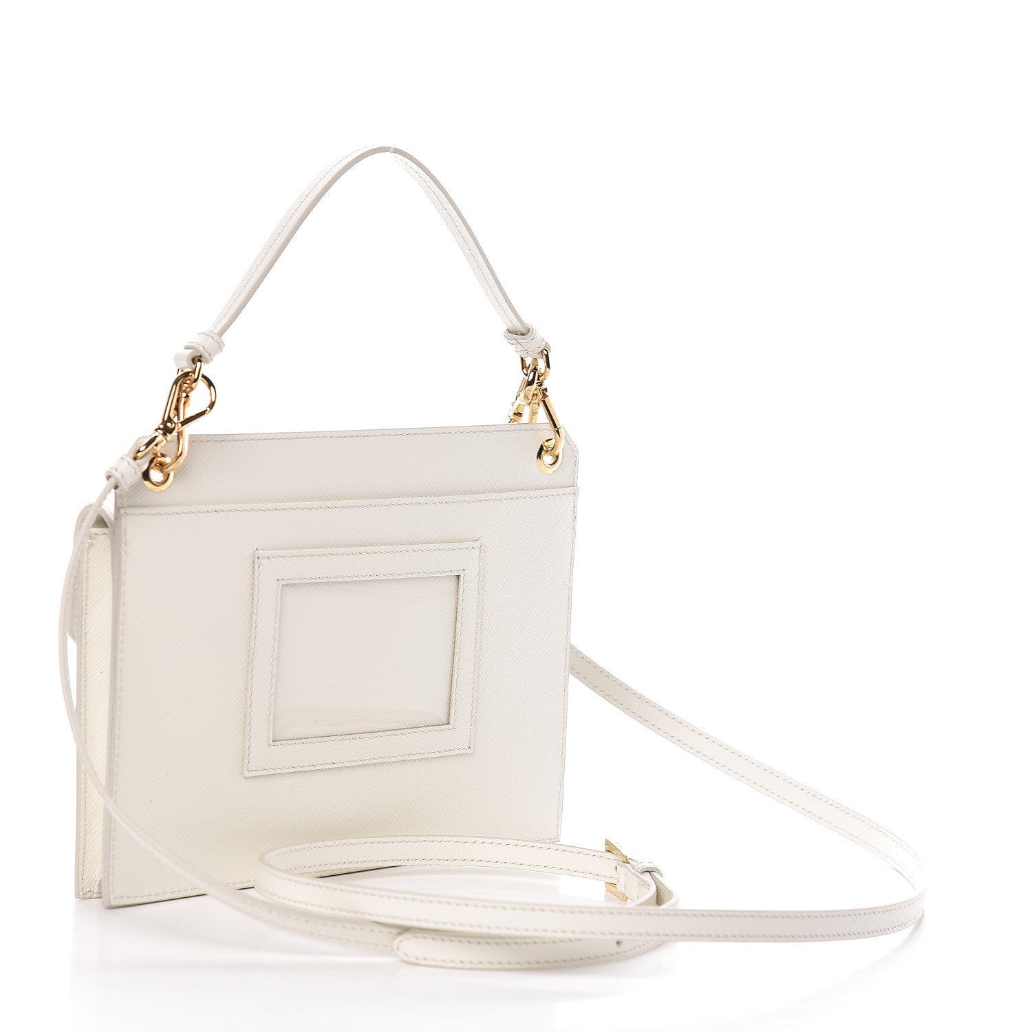 Prada X UNIVERSAL STUDIOS Saffiano Frankenstein Heart Top Handle Flap Bag White Fuxia 4 of 13