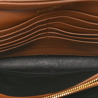 Saint Laurent Lambskin Carre Quilted Cassandre Chain Wallet Brown 5 of 10