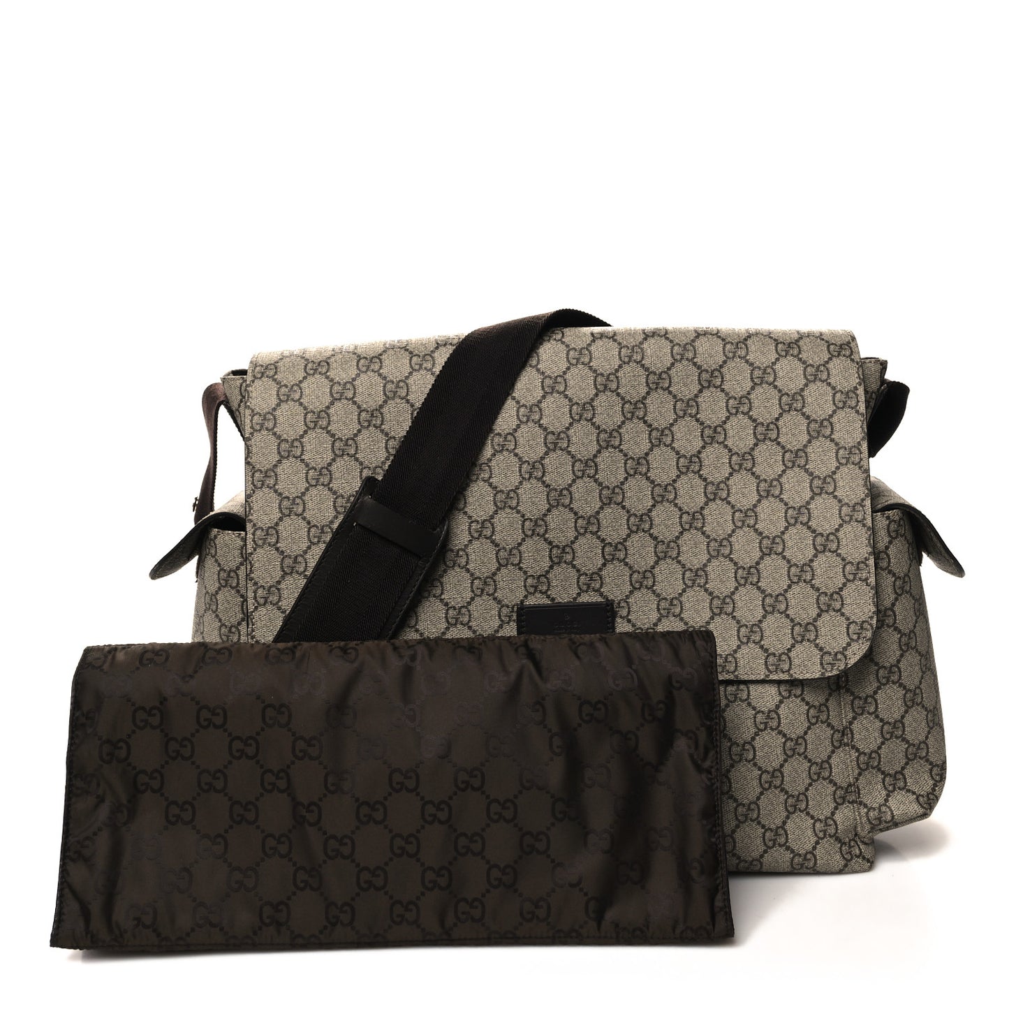 GG Plus Monogram Messenger Diaper Bag Dark Brown