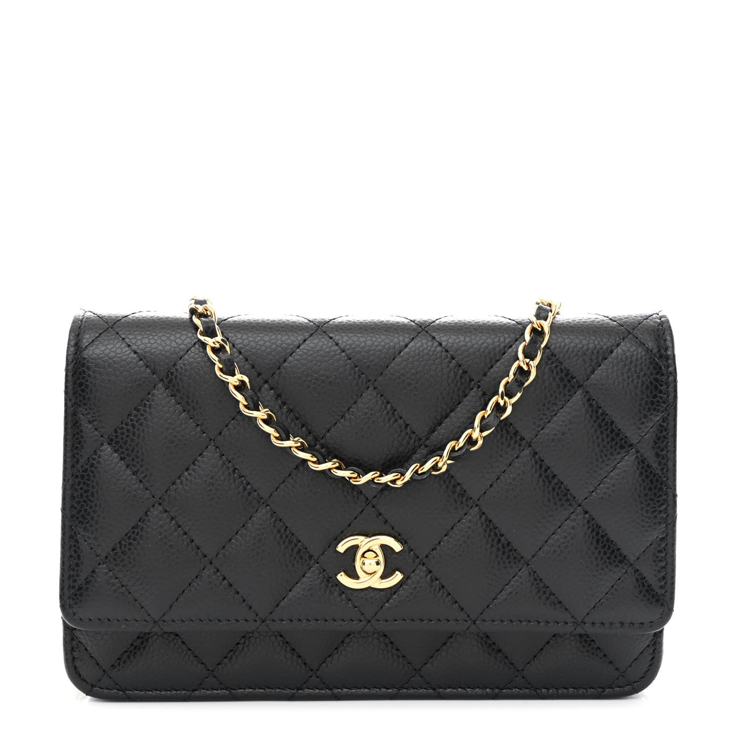 Chanel Caviar Quilted CC Turnlock Wallet On Chain WOC Black 1 of 12