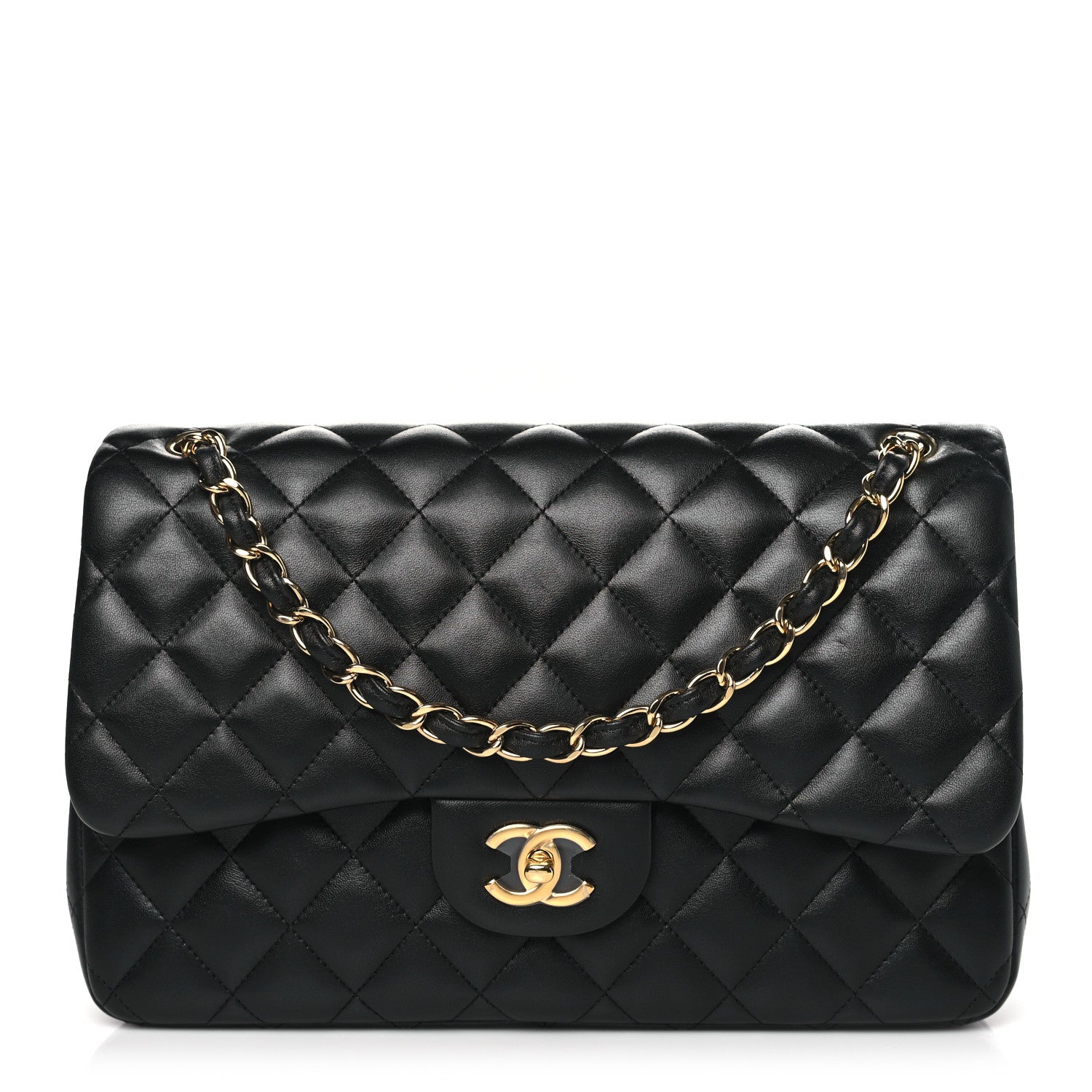 Chanel Lambskin Quilted Jumbo Double Flap Black 1 of 10