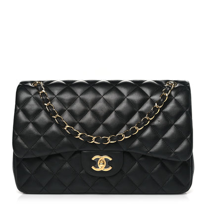 Chanel Lambskin Quilted Jumbo Double Flap Black 1 of 10