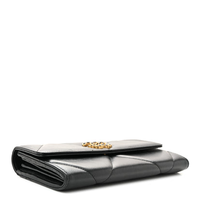 Chanel Lambskin Quilted Chanel 19 Flap Wallet Black 4 of 12
