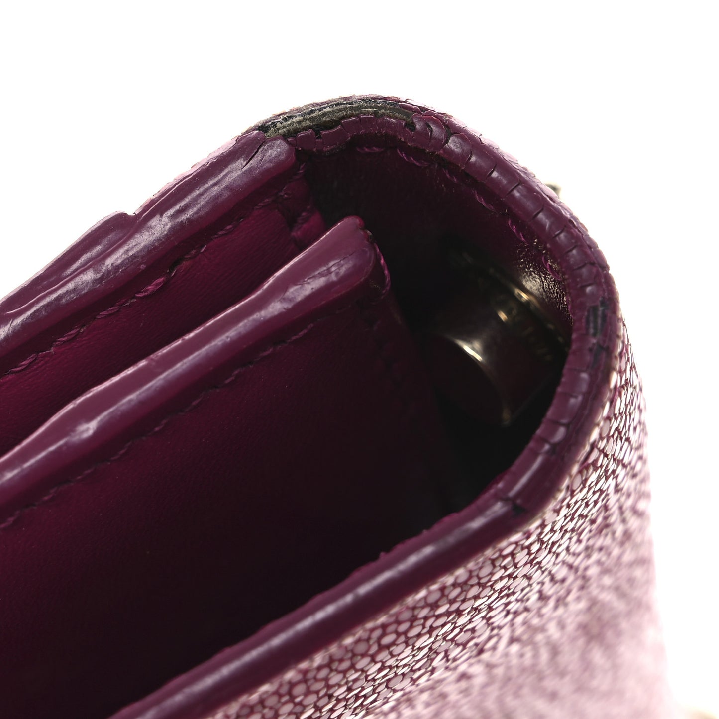 Calfskin Galuchat Serpenti Forever Crossbody Bag Dark Pink