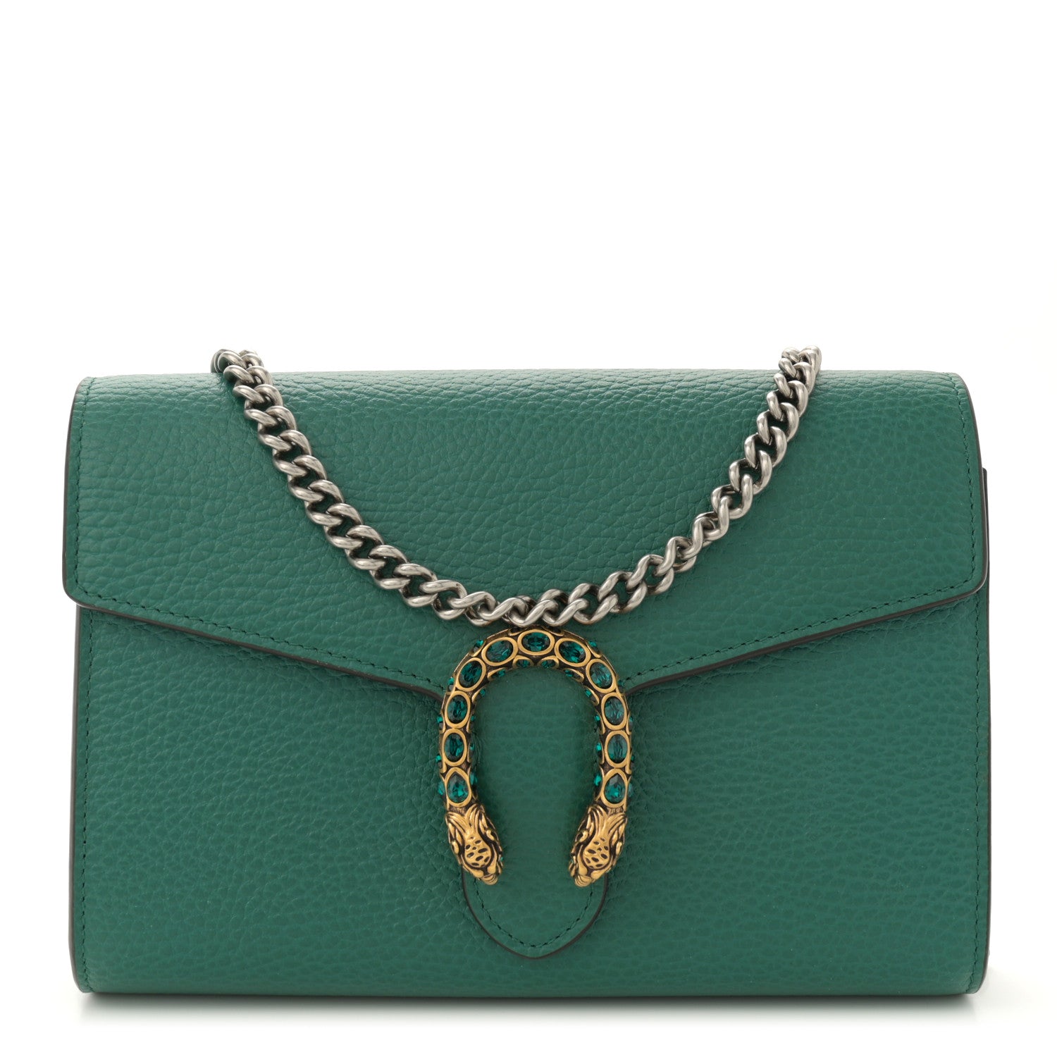 Gucci Calfskin Mini Dionysus Chain Wallet Emerald 1 of 13