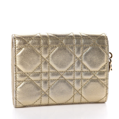 Christian Dior Metallic Lambskin Cannage Lady Dior Wallet Gold 3 of 11