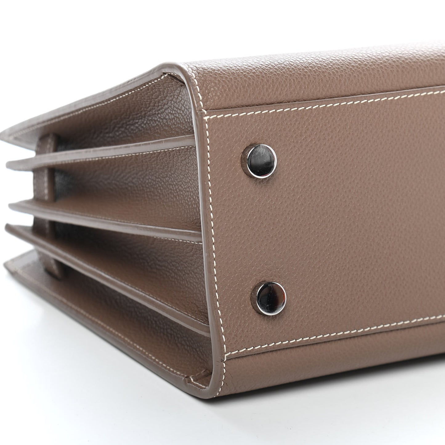 Grained Calfskin Topstich Baby Sac De Jour Taupe