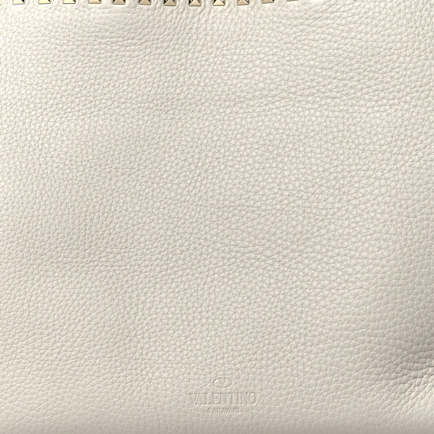 Grained Calfskin Rockstud Shoulder Tote Opal Grey